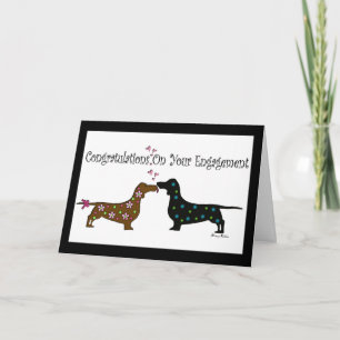 Anúncio Adorable Dachshund Engagement Card