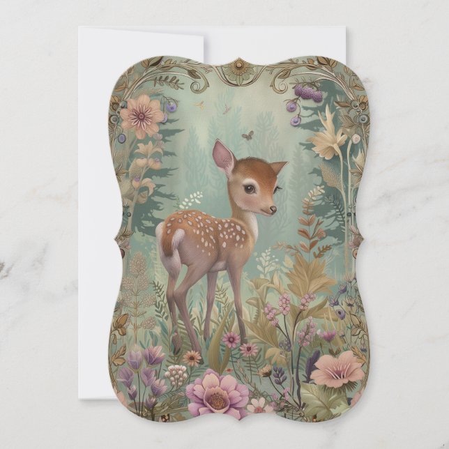 Anúncio Adorável de Nascimento de Veado (Frente)
