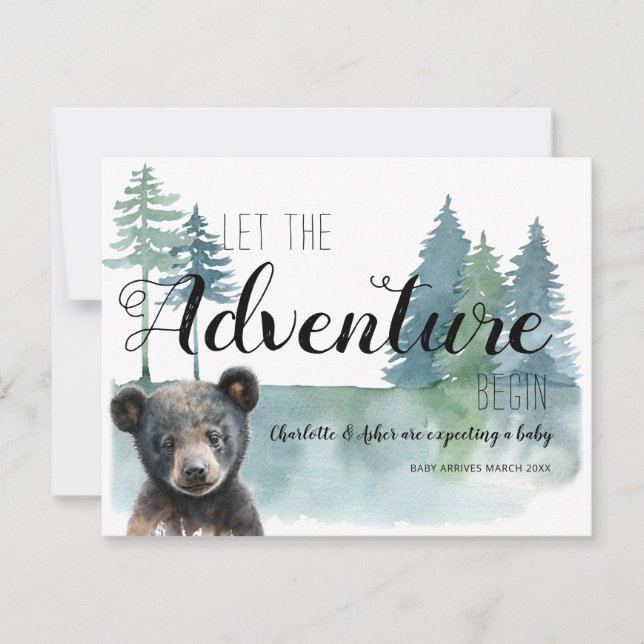 Anúncio Adventure Rustic Watercolor Bear Gravidez (Frente)