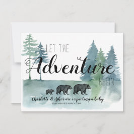 Anúncio Adventure Rustic Watercolor Bears Gravidez
