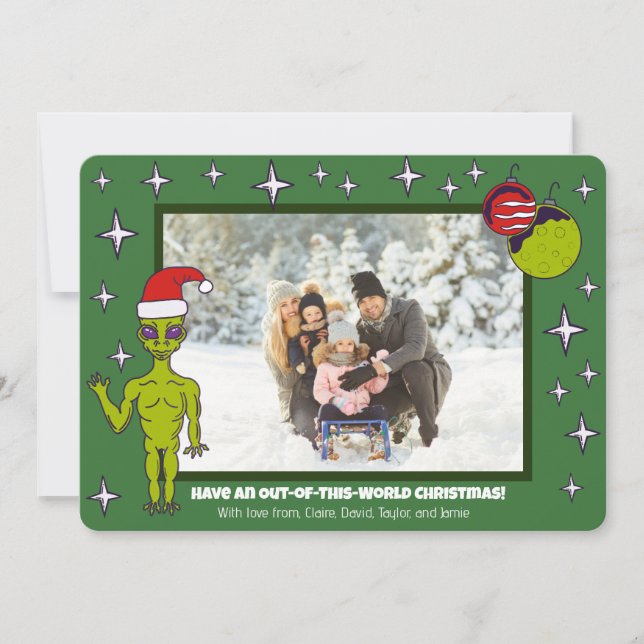 Anúncio Alienígena espacial em uma foto de Natal do Papai  (Frente)