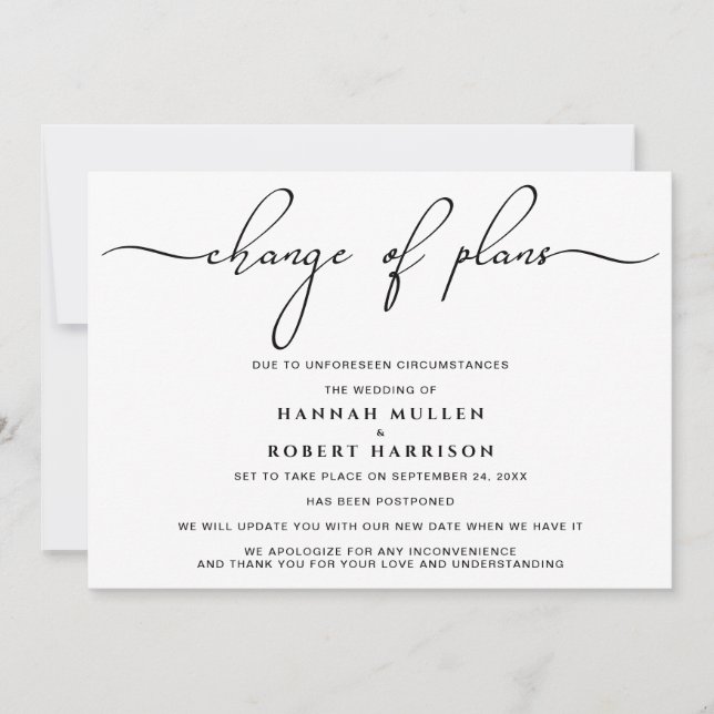 Anúncio Alteração de Planos Adiando Branco Negro (Frente)