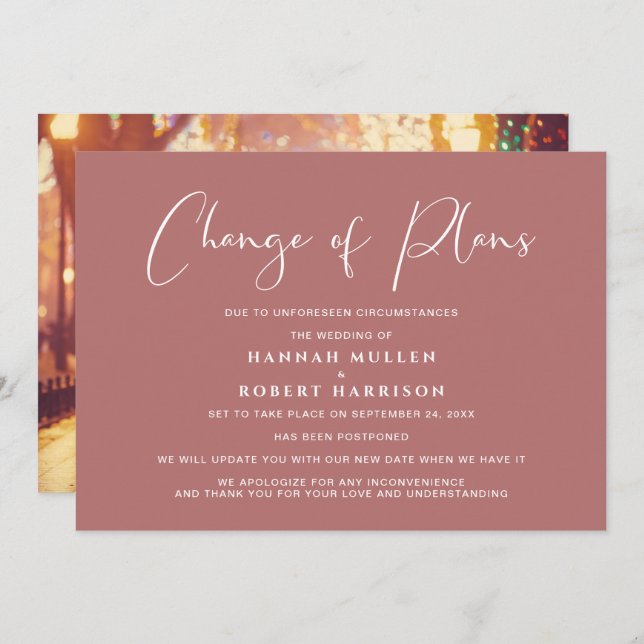 Anúncio Alteração dos planos Adiamento Foto Marsala (Frente/Verso)