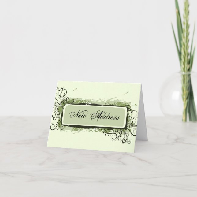 Anúncio Alteração Floral Abstrato Verde de Endereço (Frente)