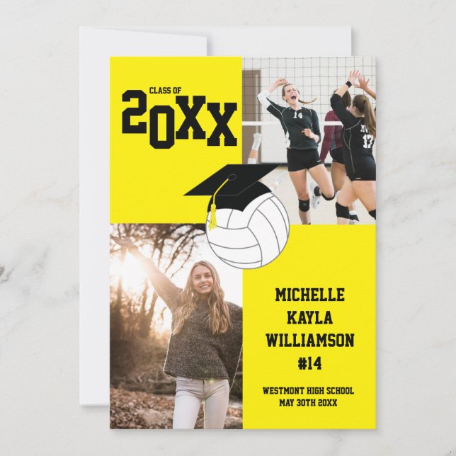 Anúncio amarelo do esporte de vôlei (Frente)