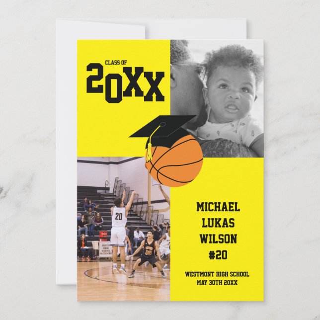 Anúncio Amarelo para Graduação de Basquete (Frente)