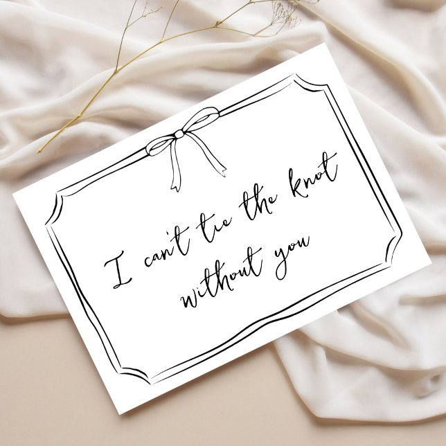 Anúncio "Amarre O Nó", Desenhou A Proposta De Bridesmaid D (Modern 'Tie the Knot' Card: Chic bridesmaid proposal card with clean lines and a touching sentiment.)