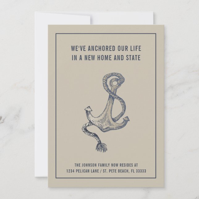 Anúncio Âncora de safra azul-náutico e do taupe (Frente)