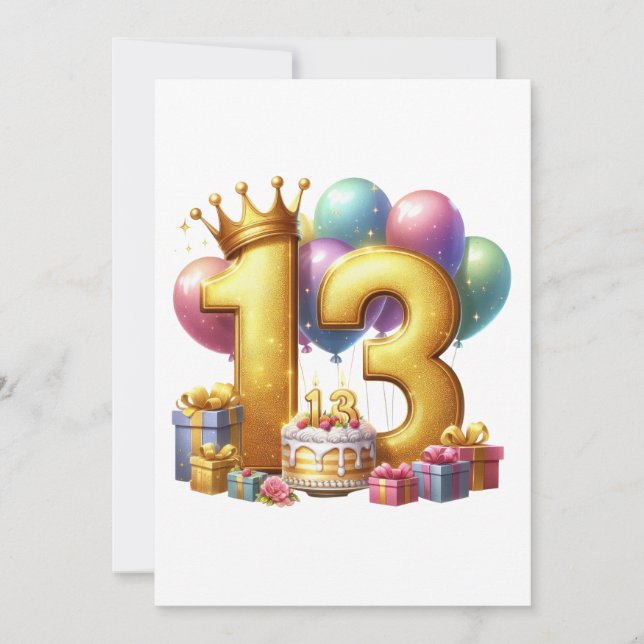 Anúncio Aniversário de 13 anos dourado (Frente)
