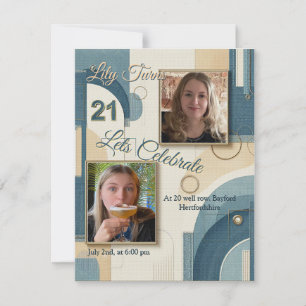 Anúncio aniversário de 21 anos Almond floresce creme azul