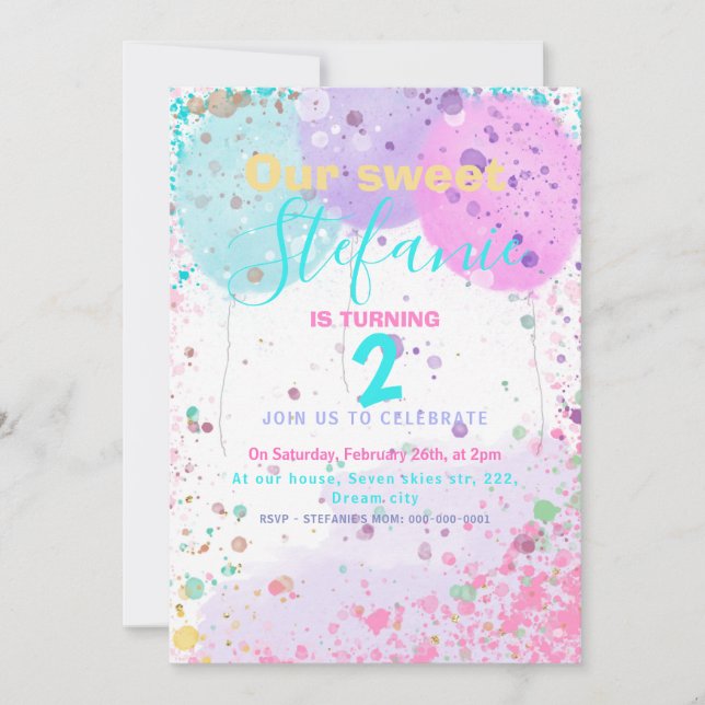 Anúncio Aniversário de criança de balões coloridos (Frente)