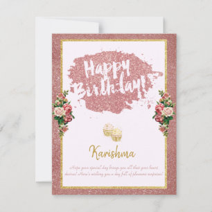 Anúncio aniversários Nome pessoal alteração Rosa