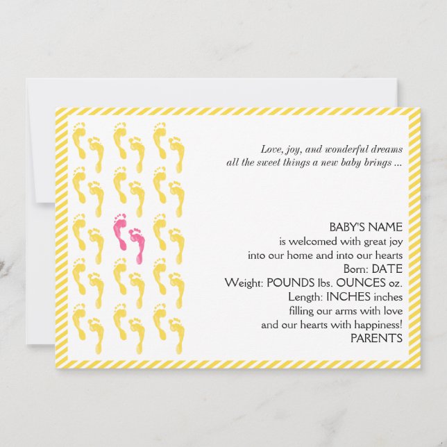 Anúncio Anunciamento de Bebê sobre Pegadas Amarelas e Rosa (Frente)