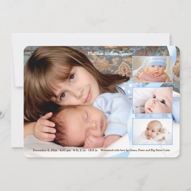 Anúncio Anunciamento de Nascimento do Menino de Três Fotos (Frente)