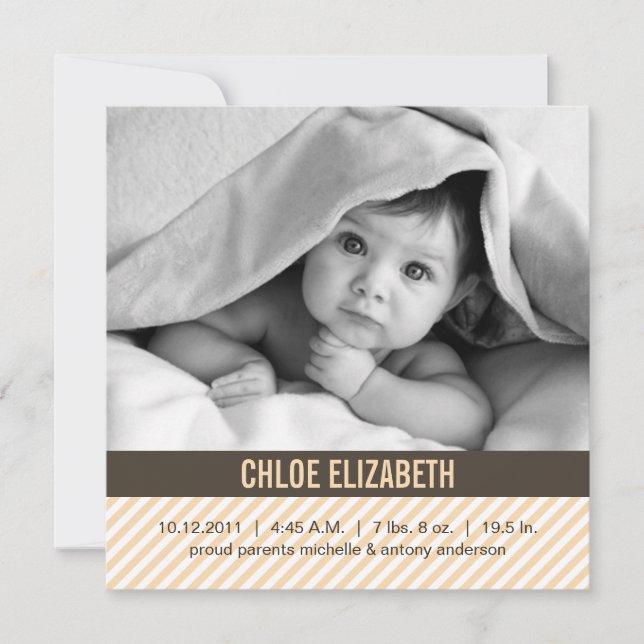 Anúncio Anunciamentos de Nascimento do Bebê Laranja Modern (Frente)