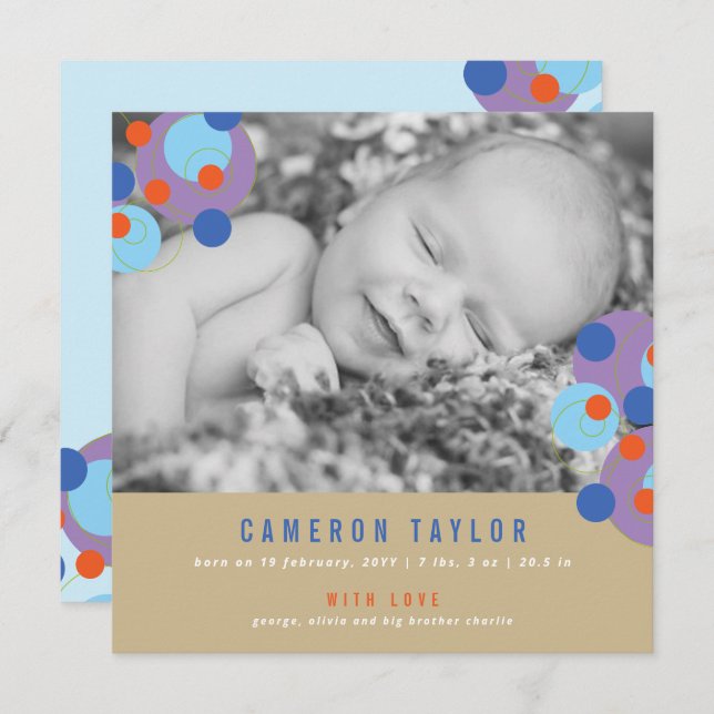 Anúncio Anunciante de Nascimento do Bebê, Círculos de Borr (Frente/Verso)