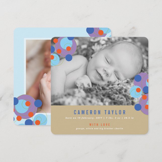 Anúncio Anunciante de Nascimento do Bebê, Círculos de Borr (Frente/Verso)