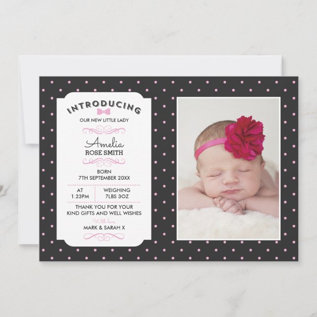 Anúncio Anúncio/cartões de agradecimentos de uma bebê (Frente)