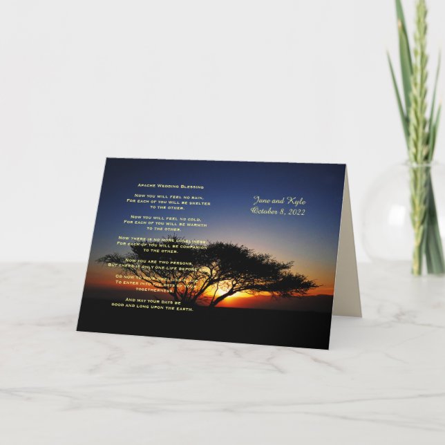 Anúncio Apache Casamento Bênção Acacia Tree Sunrise Card (Frente)