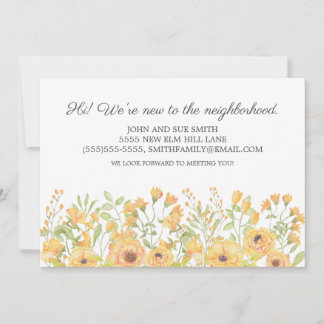 Anúncio Apresentação de Novo Vizinho Amarelo Floral Aquare