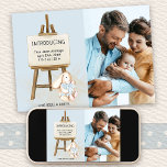 Anúncio Apresentando Easel & Bunny Photo Baby Boy Birth<br><div class="desc">Cartão de nascimento de bebê bonito que você pode personalizar com uma de suas fotos favoritas, nome do bebê, estatísticas de natalidade etc. O modelo de fotografia está configurado para adicionar a sua imagem, que é apresentada no formato vertical do retrato. Este design apresenta um cavalete de madeira impresso com...</div>