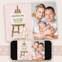 Apresentando Easel & Bunny Photo Baby Girl Birth