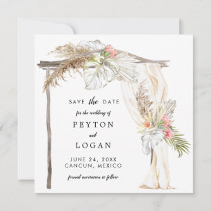 Anúncio Arch De Casamento Tropical Boho Salvar A Data