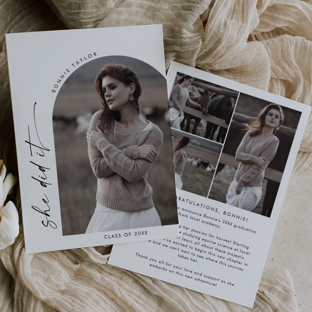 Anúncio Arch Modern Boho Ela Fez Graduação Fotográfica (Criador carregado)