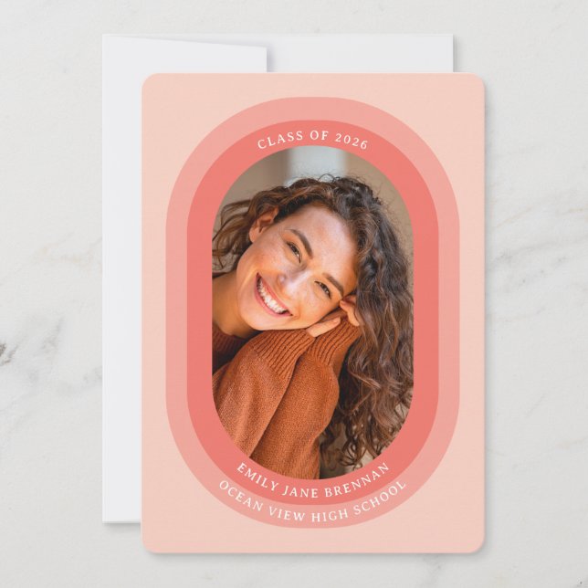 Anúncio Arched Photo Graduation Announcement Card (Frente)