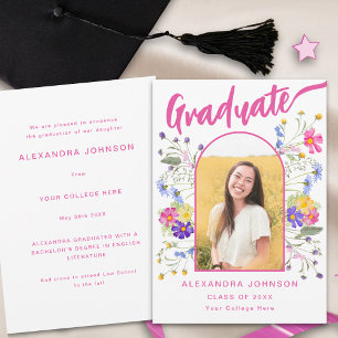 Anúncio Arco de Fotos de Formatura Floral Boho Rosa Script