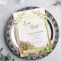 Arco de Jardim em Aquarela para Casamento Save the