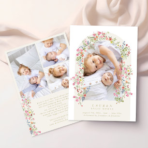 Anúncio arco floral menina 4 foto texto personalizado nasc