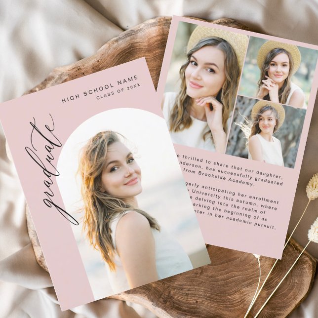 Anúncio Arco Rosa Moderno Graduada Foto Simples de Formatu (Criador carregado)