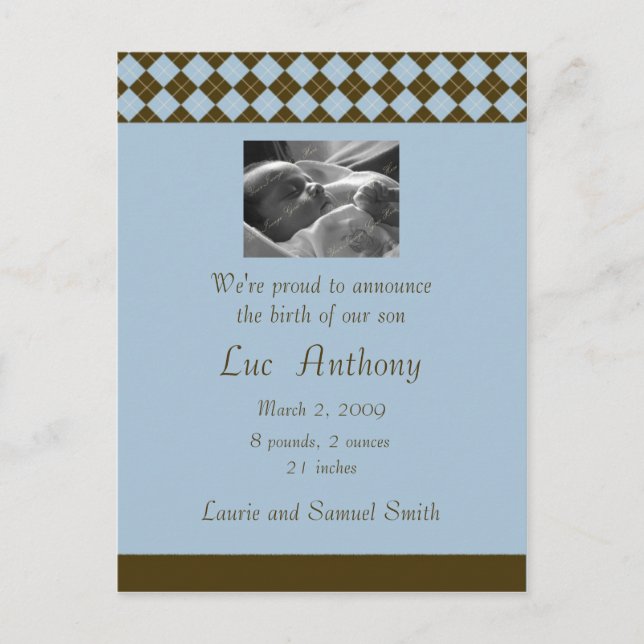 Anúncio Argyle Marrom e Azul (Personalizável) (Frente)