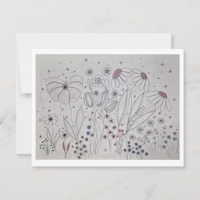 Anúncio Arte de Linha de Prado de Flores Silvestres Elegan (Frente)