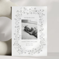 Arte de Linha Floral Foto Preto Branco Elegante Na