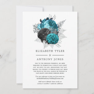 Anúncio Atualização de casamento floral turquesa, preto e
