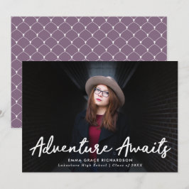 Anúncio Aventura Aguarda Graduação de Foto Roxa do Script