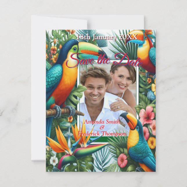 Anúncio Aves Tropicais Coloridas e Plantas Vibrantes (Frente)