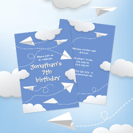 Anúncio aviões de papel dobrado voador qualquer aniversári