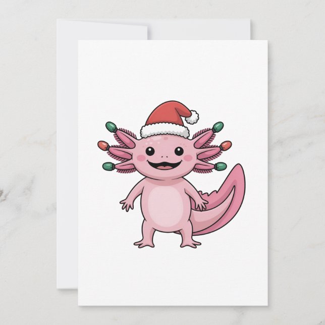 Anúncio Axolote Engraçado de Natal com Chapéu de Papai Noe (Frente)