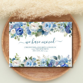 Anúncio Azul Branco Florais Aquarela Mudando Nova Casa