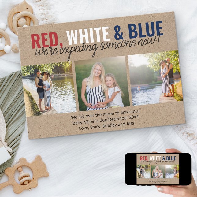 Anúncio Azul Branco Vermelho Esperando Um Novo 3 Foto (Criador carregado)