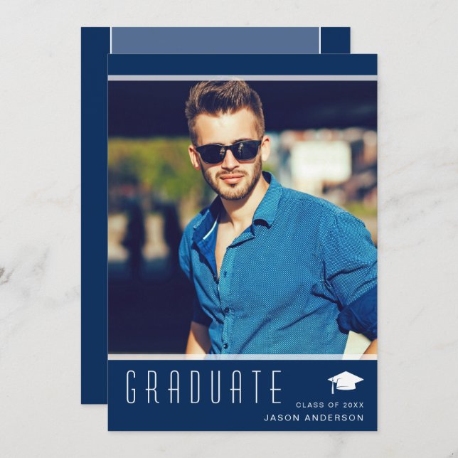 Anúncio Azul de Foto do Na moda Elegante Moderno (Frente/Verso)