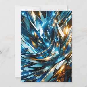 Anúncio Azul Dourado Futurista Abstrato Metálico Geométric