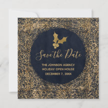 Azul e Dourado Salvar o Evento de Feriado Comercia