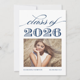 Anúncio Azul Marinho Vintage Turma de 2026 Foto Graduação