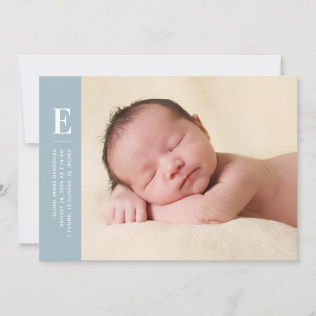 Anúncio Azul Simples Monograma Novo Nascimento da Foto do  (Frente)