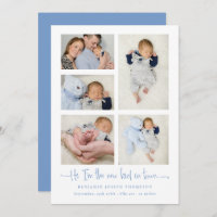 Baby Boy 5 Photo Collage Blue New Kid Script Birt
