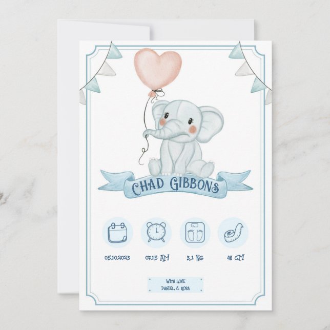 Anúncio Baby Boy Birth Announcement (Frente)